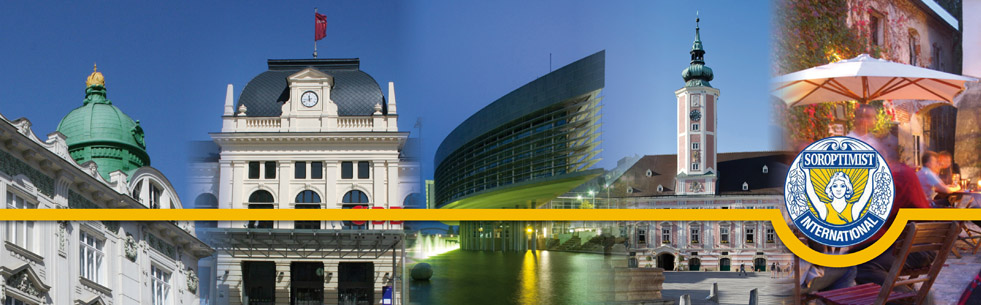 Eine Collage zeigt mehrere Wahrzeichen von St. Pölten: Jugendstil- und Barockgebäude, den Dom, das Landhandhaus und das Rathaus.